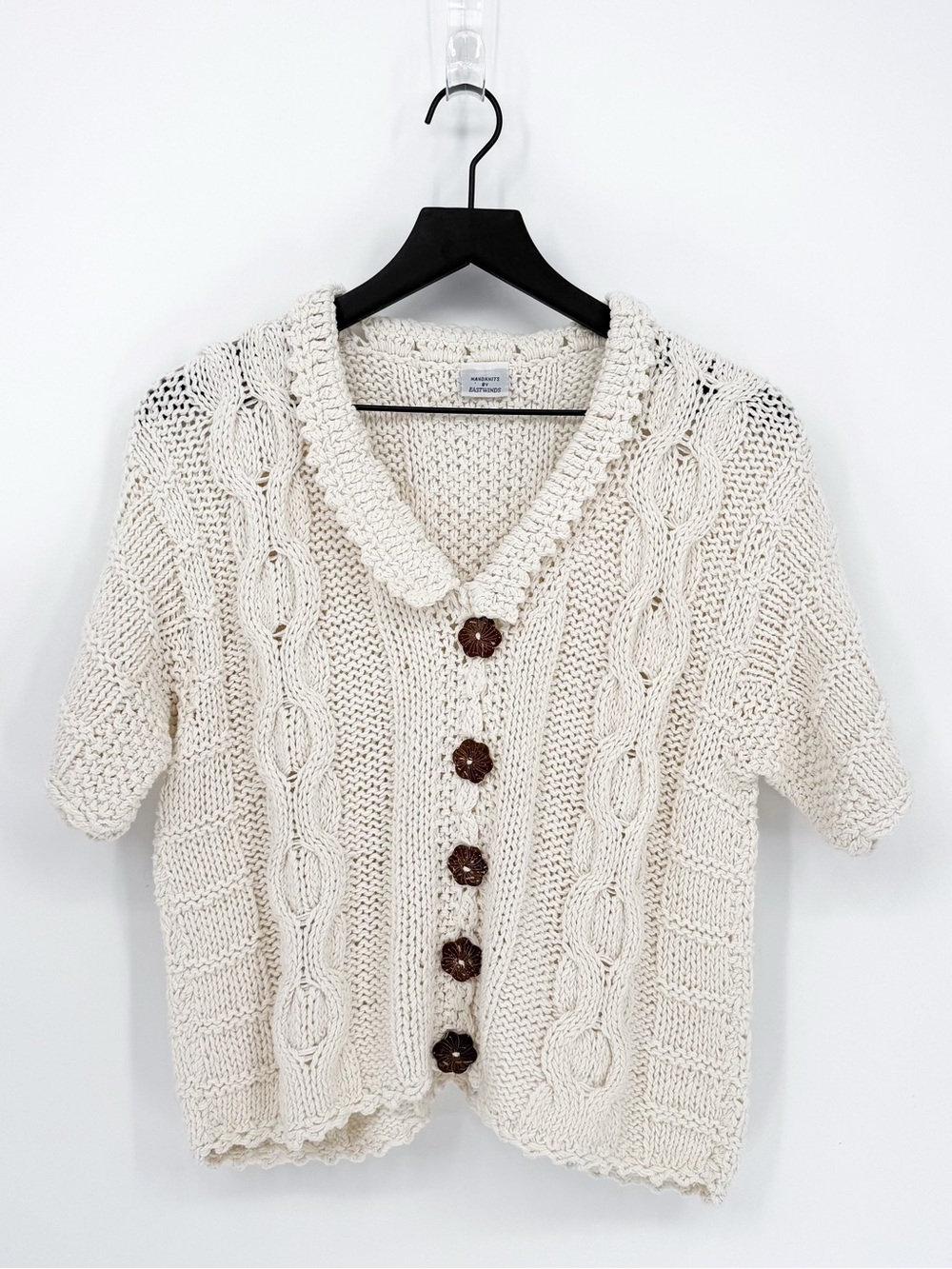 Vintage Handknits by Eastwinds Chunky Knit Short Sleeve Cardigan